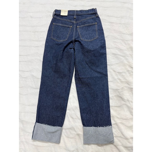 Universal Thread Vintage Straight Jeans Dark Wash Raw Cuff Size 4/27L New - Picture 8 of 9